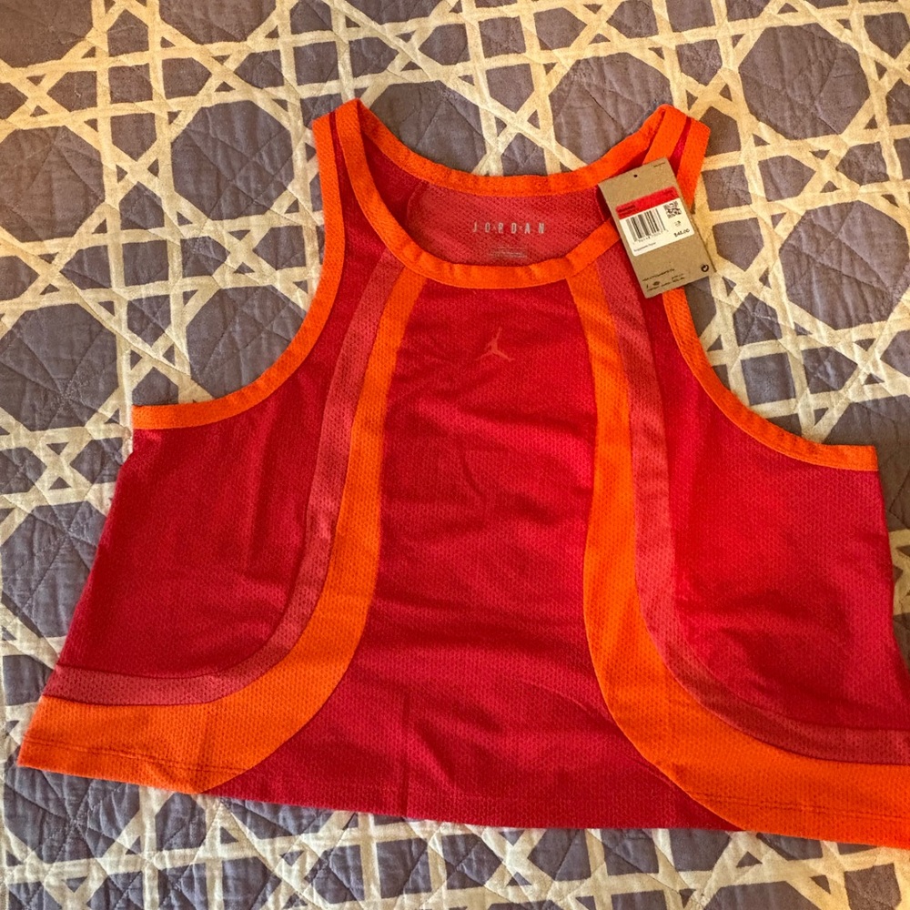 Jordan Red and Orange Fitted Crop Tank Top